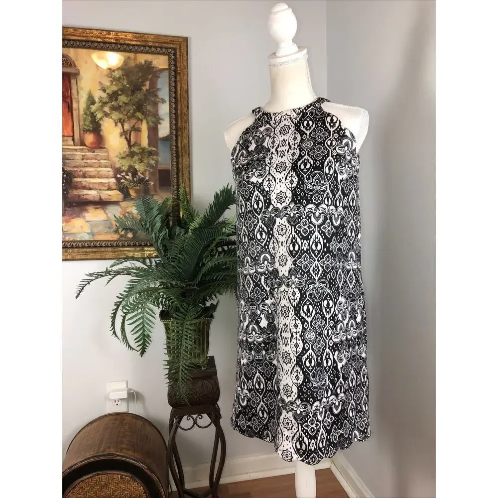 GB Girls Tank Dress Girls Size XL Floral Black And White Sleeveless Below Knee